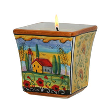 Load image into Gallery viewer, DERUTA CANDLES: Square Flared Candle Tuscan TUSCAN LANDSCAPE Design - Artistica.com
