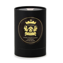 Load image into Gallery viewer, DERUTA MILANO: Candle Black with Hand Painted Pure Gold Stripes
