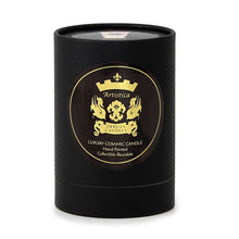 Load image into Gallery viewer, DERUTA MILANO: Candle Black with Hand Painted Pure Platinum Stripes
