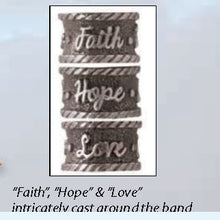 Load image into Gallery viewer, ART-PEN: Handcrafted Luxury Twist Pen - Faith Hope Love - Antique Pewter with Papal White body - Artistica.com
