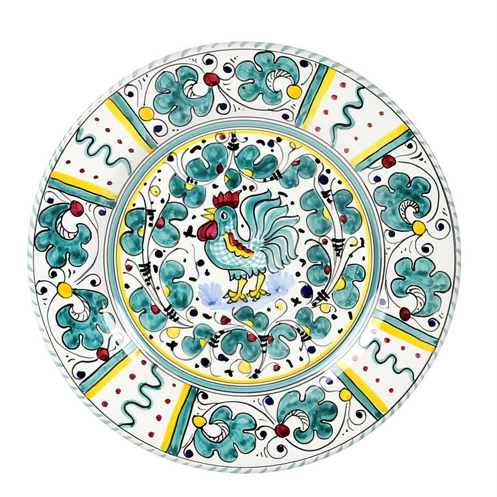 ORVIETO GREEN ROOSTER: Salad Plate - Artistica.com