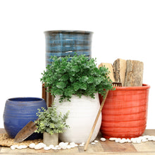 Load image into Gallery viewer, SCAVO Giardini Garden: Round &#39;Rullato&#39; Cachepot/Planter Small  AQUA Tiffany Teal - Artistica.com
