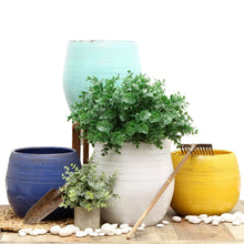 Load image into Gallery viewer, SCAVO Giardini Garden: Round &#39;Rullato&#39; Cachepot/Planter Small  AVIATOR Dark Blue - Artistica.com
