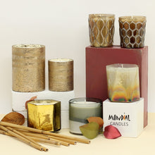 Load image into Gallery viewer, MONDIAL CANDLES: Reese Design Glass Container Candle Bronze/Gold
