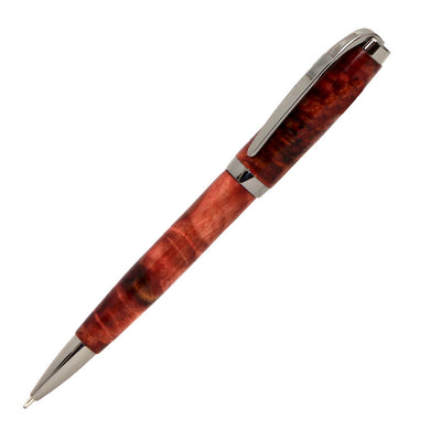 ART-PEN: Handcrafted Luxury Twist Pen - GRADUATE Gun Metal with Red Buckeye Bur body - Artistica.com