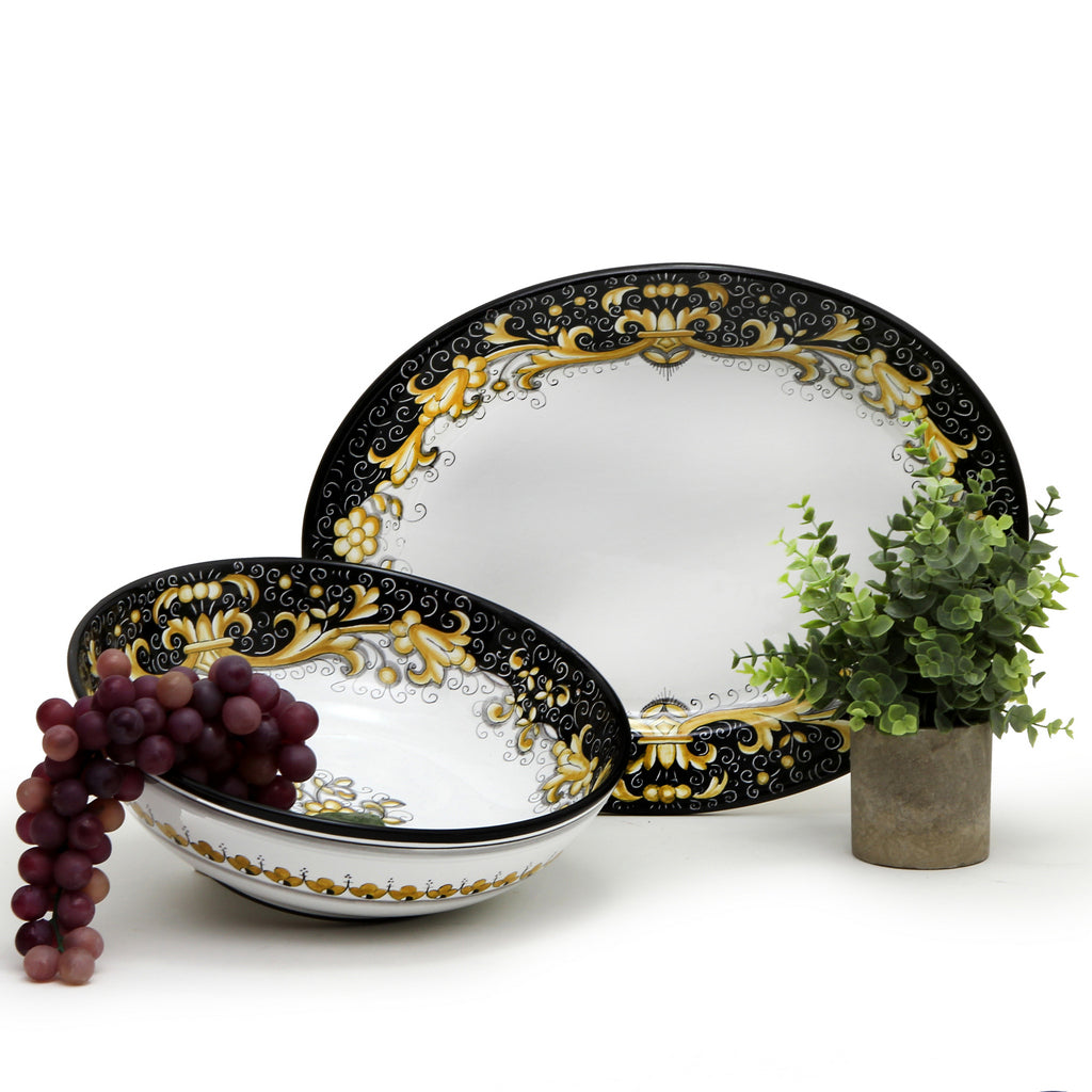 DERUTA COLORI: 2 Pieces Serving Set Bundle - BLACK/GOLD - Artistica.com