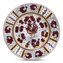 Load image into Gallery viewer, ORVIETO RED ROOSTER: Dinner Plate [STRIPED RIM] - Artistica.com
