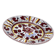 Load image into Gallery viewer, ORVIETO RED ROOSTER: Dinner Plate [STRIPED RIM] - Artistica.com
