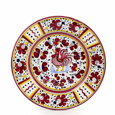 ORVIETO RED ROOSTER: Salad Plate [SOLID RIM] [R] - Artistica.com