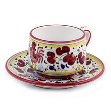 Load image into Gallery viewer, ORVIETO RED ROOSTER: Cup and Saucer [SOLID RIM] [R] - Artistica.com
