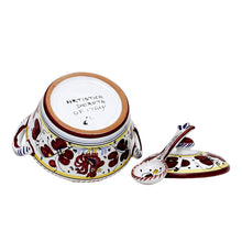 Load image into Gallery viewer, ORVIETO RED ROOSTER: Covered Parmesan Cheese Bowl with Spoon [SOLID RIM] [R]
