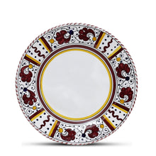 Load image into Gallery viewer, ORVIETO RED ROOSTER: Salad Plate (White Center) [STRIPED RIM] - Artistica.com
