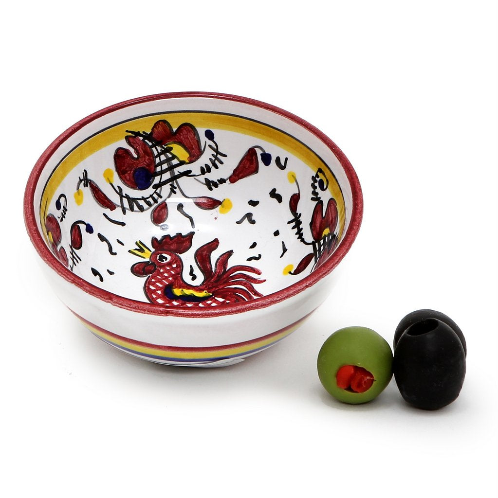 ORVIETO RED ROOSTER: Small Dipping Bowl/Condiment Bowl (1 Cup) - Artistica.com