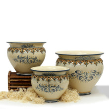 Load image into Gallery viewer, SOFIA TRICOLORE:  Round Cachepot/Planter with Bass Relief Decoration - Medium (14&quot; Diam)
