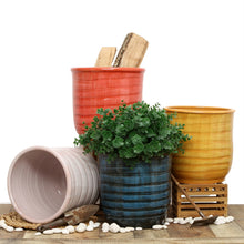 Load image into Gallery viewer, SCAVO Giardini Garden: Modern-Rustic &#39;Rigato&#39; Cachepot/Planter Translucent VERDE OLIVA (Olive Green) - Artistica.com
