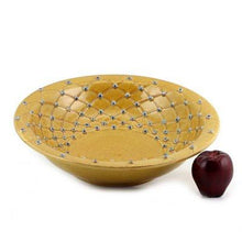 Load image into Gallery viewer, DOLFI CARAMEL BLUE DOTS: Round Bowl Centerpiece CARAMEL with Blue dots
